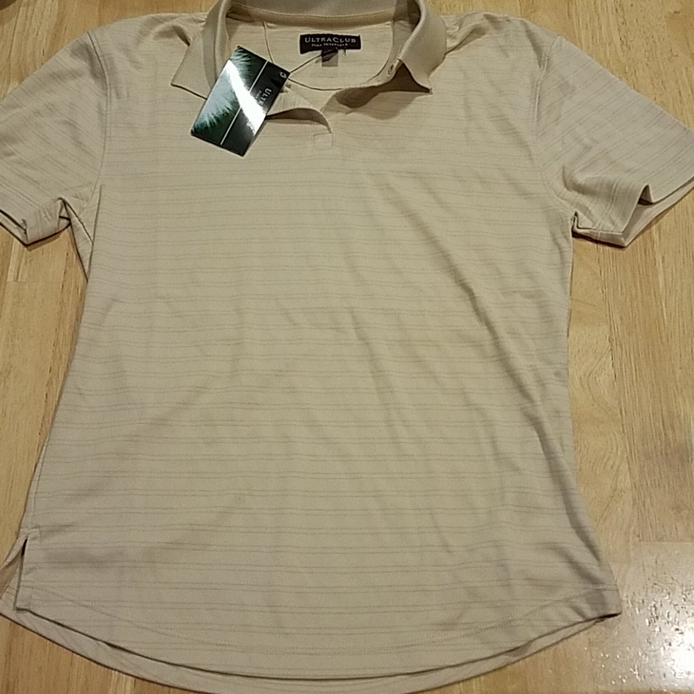 Ultra Club Pima‎ Interlock Stripe Short Sleeve Polo Shirt Small